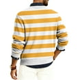 thumbnail image 4 of Wutalume Men's Round Neck Ribbed Knit Pullover, Long Sleeve Striped Print Sweater, Comfortable Stretch Top for Casual Layering and Everyday Wear,Yellow S, 4 of 6