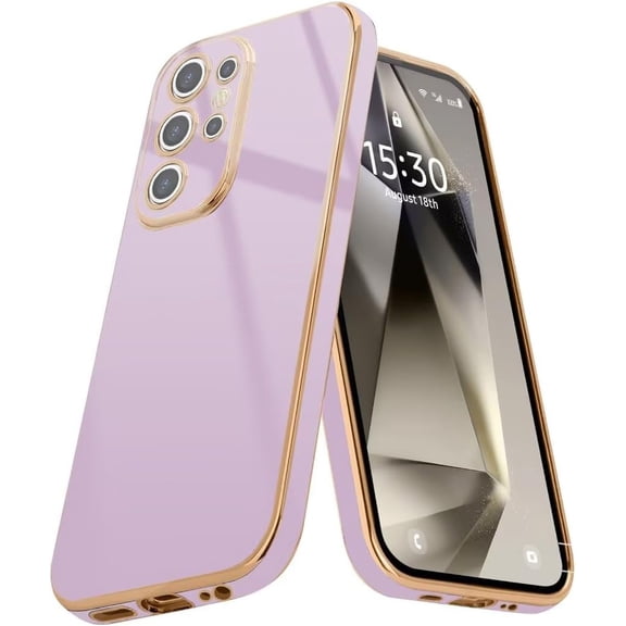 ZUKKASHAN Case for Samsung Galaxy S25 Ultra 5G Cover,Electroplating Soft Silicone TPU Cover,Flexible Silicone Protective Phone Case with Golden Edging Shockproof Bumper Cover