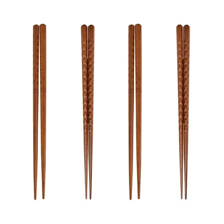 

Korean Chopsticks Solid Wood Reusable Portable Flatware Camping Wooden Cooking Travel 4 Pairs