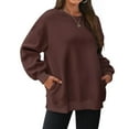 thumbnail image 4 of Brown Womens Tops Womens Oversized Sweatshirts Crewneck Long Sleeve Tops Pullover Fall Fashion Clothes with Pocket Fall Outfits for Women 2025, 4 of 6