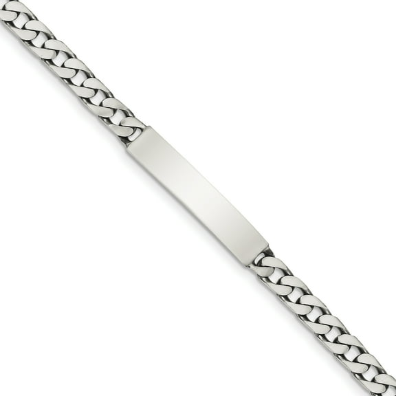 Sterling Silver 7inch Engraveable Antiqued Curb Link ID Bracelet QID119