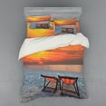 thumbnail image 2 of Ambesonne Nature Bedding Set 3 Pcs, Beach with Colorful Sky, Twin, Orange Red Grey, 2 of 3