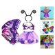 thumbnail image 4 of Juego de 4 piezas de disfraz de hada para niñas con vestido de , diadema, capa de ala de mariposa, cosplay de princesa para niños, para festival, , estilo b, 4 of 6