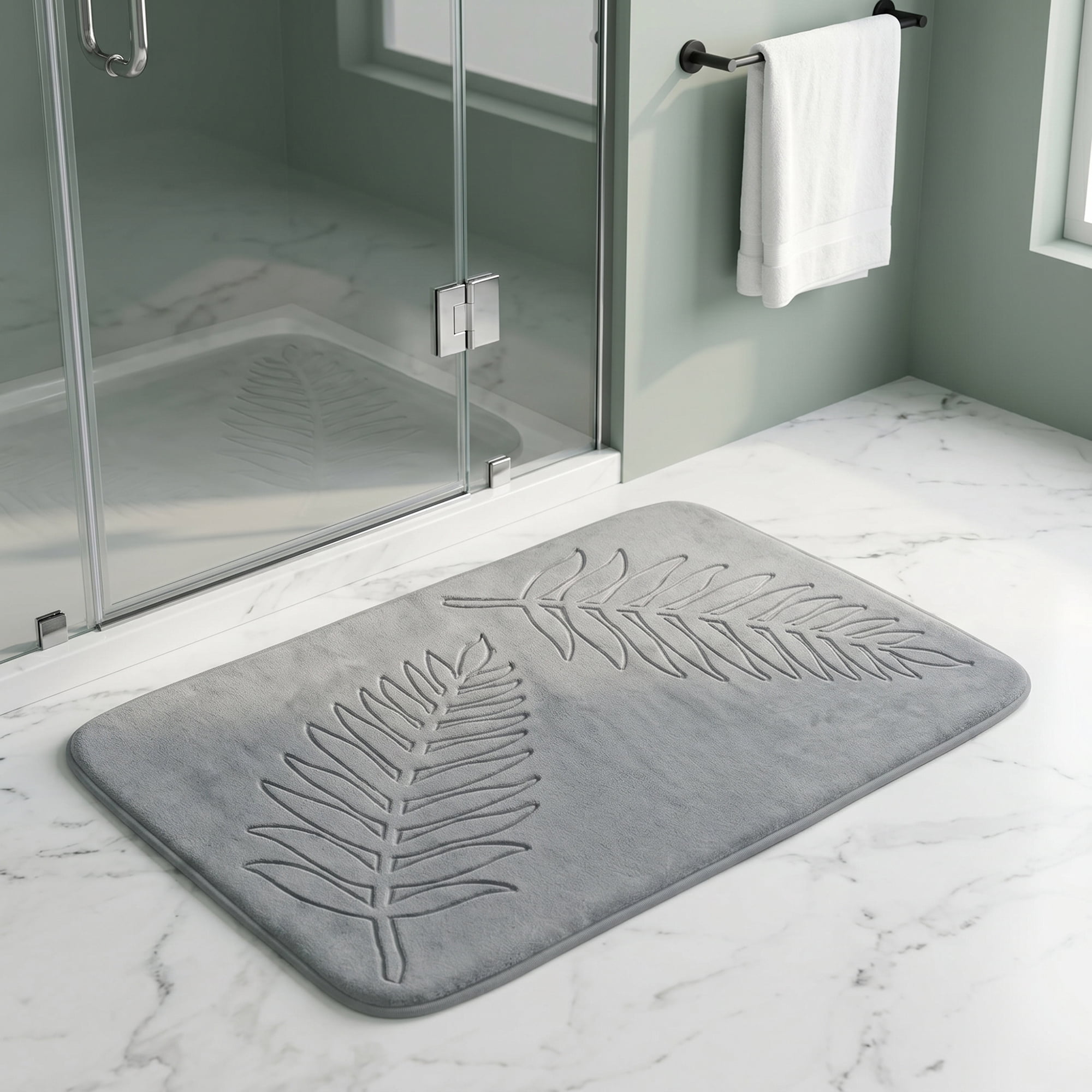 Unique Bargains Thick Absorbent Plush Non Slip Microfiber Bath Mat Gray 32" x 20"