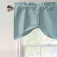 thumbnail image 4 of Vintage Haze Blue Tie Up Valance Curtains for Windows, Kitchen Curtains Window Treatments, Farmhouse Retro Solid Color Linen Texture Short Window Shades Valances for Bedroom Bathroom Cafe 42"x12", 4 of 8