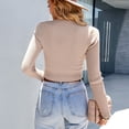 thumbnail image 2 of Top de manga larga,Top para mujer Camisa alta y redonda para mujer Prendas de punto de manga larga Instalación sin esfuerzo, 2 of 8