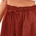 thumbnail image 4 of Hontri Womens Shorts Womens Shorts 2025 Summer Drawstring Ruffle Elastic High Waist Solid Color Casual Beach Shorts with Pockets Shorts for Women, 4 of 6