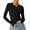 02# Black, variant on Women's Sexy Long Sleeve Square Neck Tops Slim Fitted Double Lined Basic Shirts