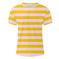 thumbnail image 5 of Men's Tops Stripe Round Neck Short Sleeve Print Casual T-shirt Yellow 2XL, 5 of 5