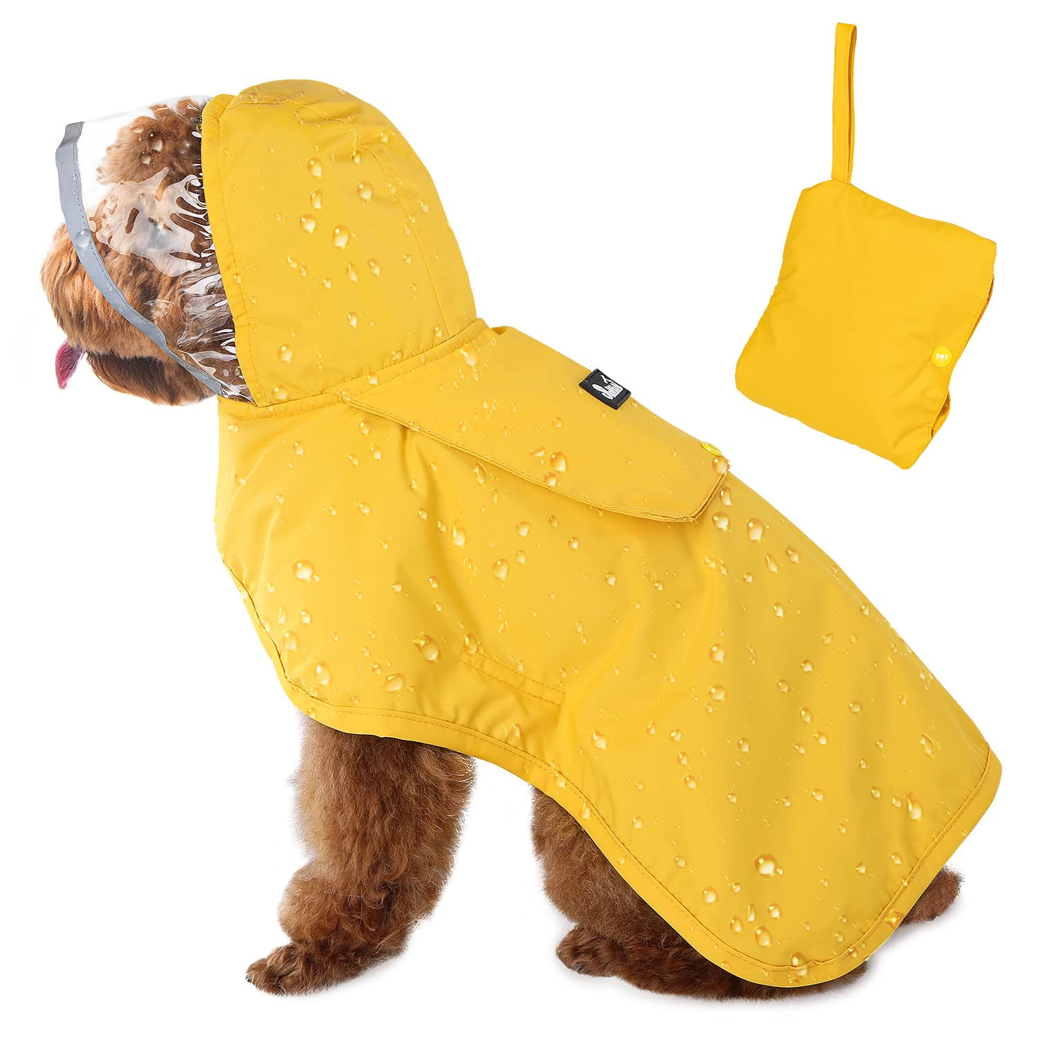SlowTon Dog Raincoat, Adjustable Dog Rain Jacket Clear Hooded Double