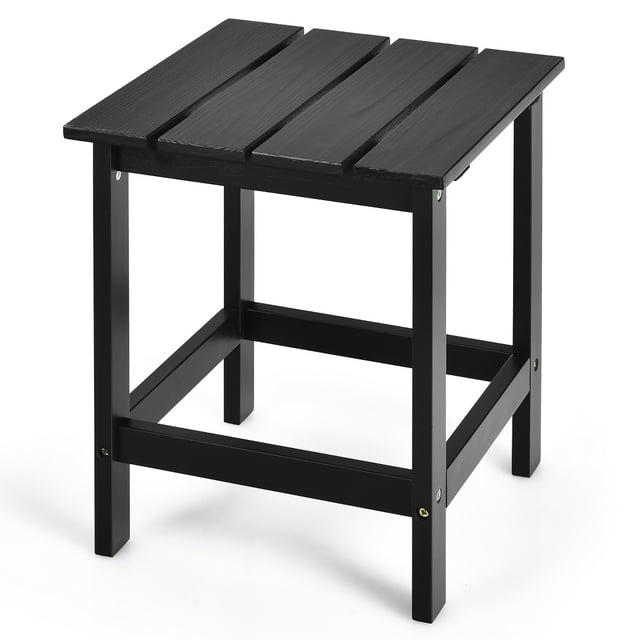 Costway Table d'Appoint de Patio 15 Pouces Carré à Lattes en Bois pour Café, Jardin, Terrasse, Noir