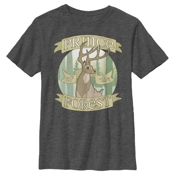 Boy's Bambi Prince of the Forest Graphic Tee Charcoal Heather Large