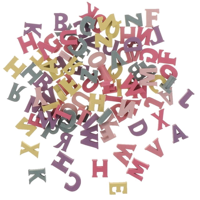 100Pcs Small Wooden Craft alphabet and letters Wood Cutouts, Colorful Wood Letters Puzzles for Sign Crafts & Wall Room Decorative Signs