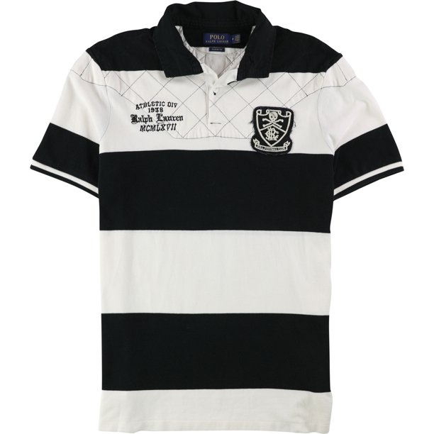 Polo de rugby de algodón de malla Ralph Lauren para hombre, negro, extragrande