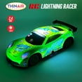 thumbnail image 3 of Hyper Drive: RC Lightning Racer - Green & Yellow - Light-Up Remote Control Car, High-Speed Play Vehicle, LED Lights, 2.4 GHz, 1:40 Scale, Kids 5+, 3 of 9
