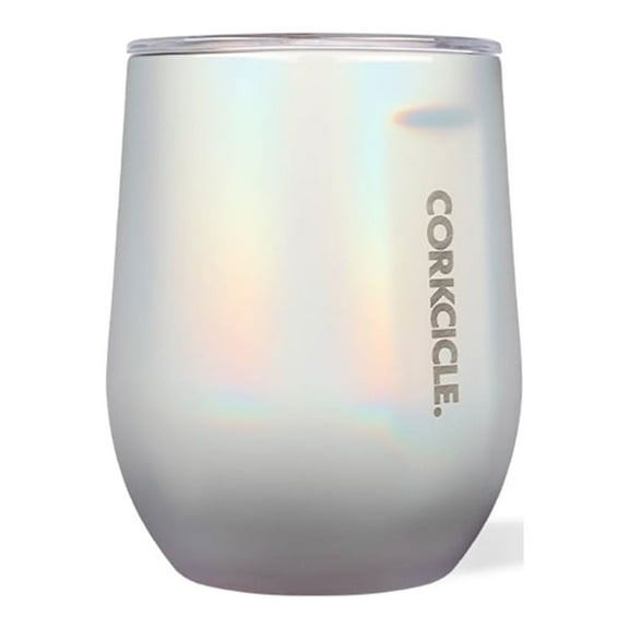 Corkcicle 12 oz Stemless Wine Glass, Triple Insulated Stainless Steel, Prismatic