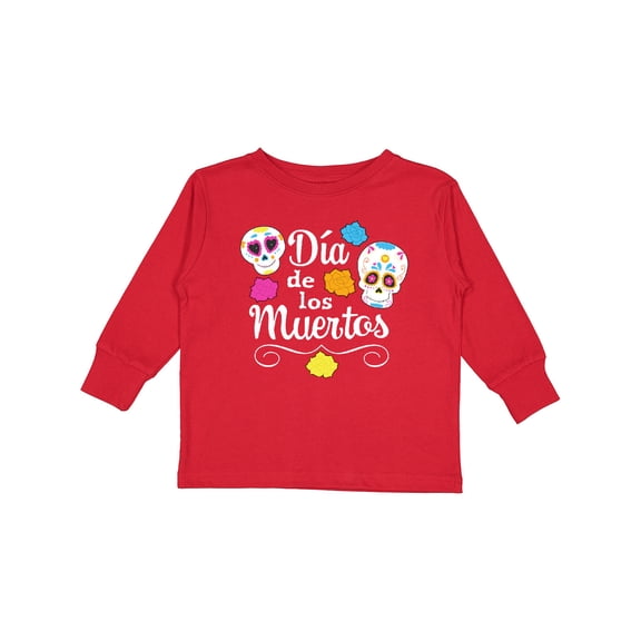 Inktastic DÃa de los Muertos- Day of the Dead sugar skulls Boys or Girls Long Sleeve Toddler T-Shirt