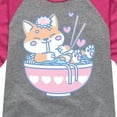 thumbnail image 3 of Instant Message - Kawaii Ramen Shiba Inu - Toddler & Youth Girls Raglan Graphic T-Shirt, 3 of 5