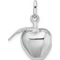 thumbnail image 3 of Sterling Silver Rhodium Plated Polished Puffed Apple With Leaf Charm (25 X 16) Made In Italy qc9285, 3 of 5