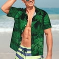 thumbnail image 5 of Picia Green Leave Fern Gentle Cotton Regular Fit Short Sleeve Casual Hawaiian Shirt for Men-Large, 5 of 9