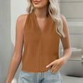 thumbnail image 6 of Ktyne Brown Shell Tops for Women Under Blazer Business Casual Sleeveless Blouses To Wear Under Blazers V-Neck Vest Top Summer Trendy Work Tank Tops Camel S, 6 of 7
