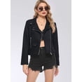 thumbnail image 5 of Women'S Faux Leather Moto Biker Short Coat Jacket Black S, 5 of 9