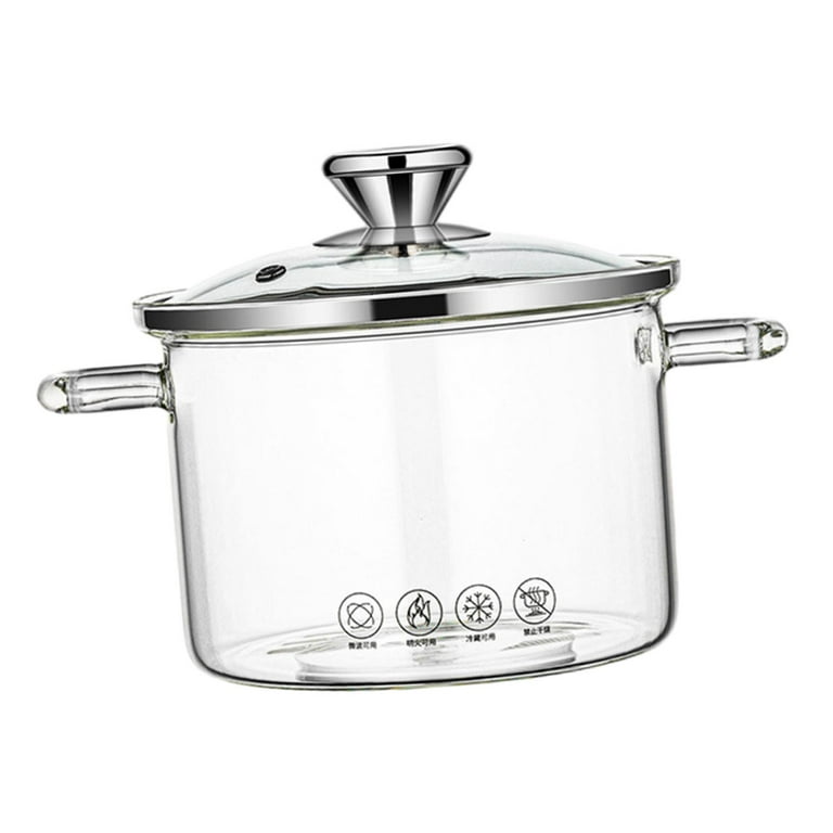 Household High Borosilicate Glass Soup Pot with Cover Clear Glass Pot with  Handles Home Cooking Pot