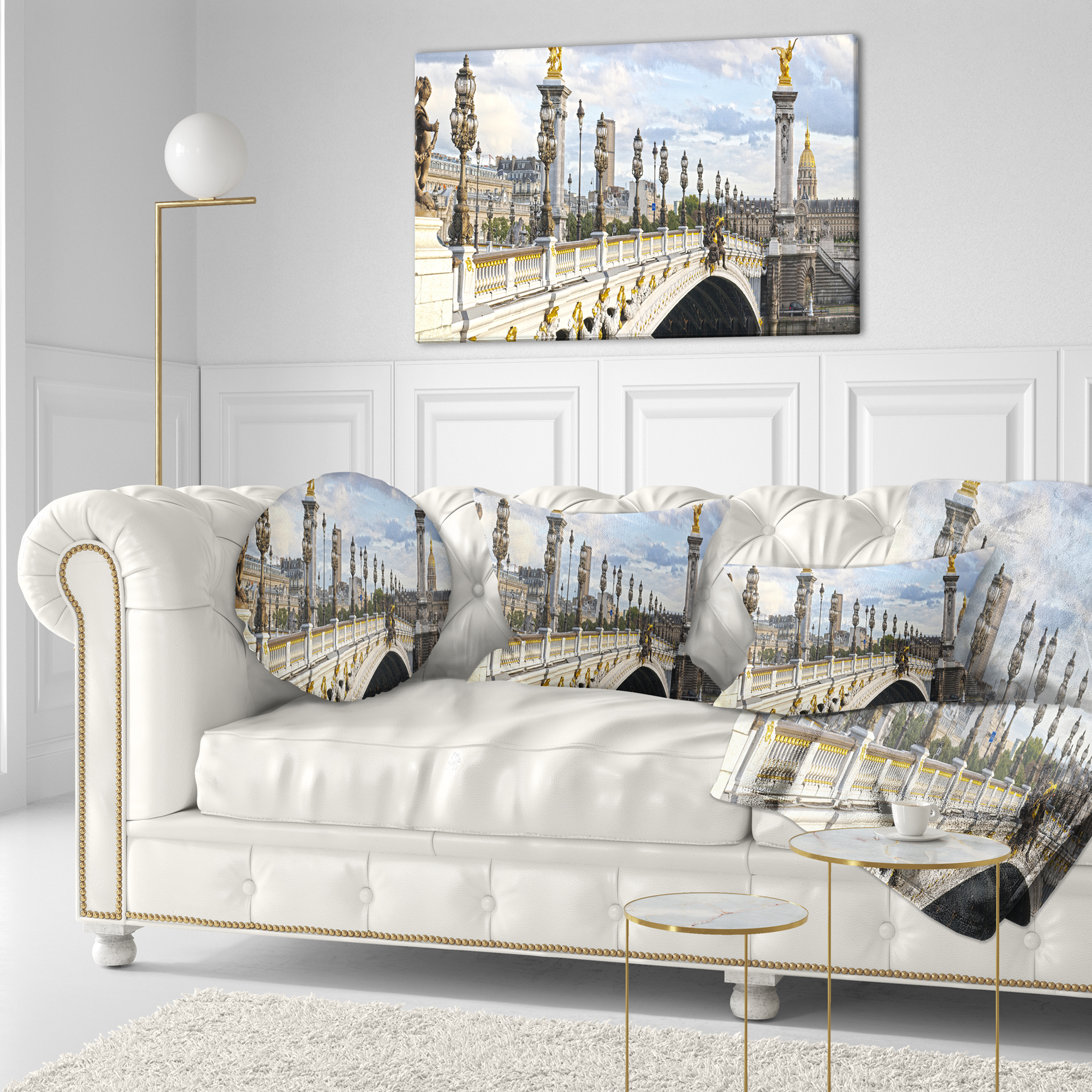 Designart Alexandre III Bridge Panoramic View - Photography Throw Pillow - 12x20