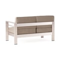 thumbnail image 6 of Melissa Outdoor Aluminum U-Shaped Sofa Sectional and Table Set, Silver and Khaki, 6 of 17