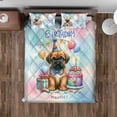 thumbnail image 4 of Happy Birthday Cute Puppy Mastiff with Cake Gifts Party Hat Quilt Bedding Set Mastiffs Dog Lover Gifts Idea 1 Blanket Bed Cover 2 Pillowcases - 00029, 4 of 5