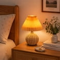 thumbnail image 6 of Rattan Ball Table Lamp - Woven Pleated Umbrella Shaped Bedside Night Light - LED Ambient Lighting for Bedroom Living Room - Cozy Decorative Lamp for Home Decor - Energy Efficient Small Desk Lamp, 6 of 6