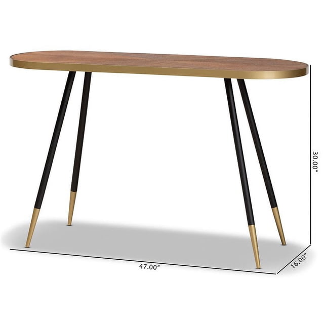 Baxton Studio Table Console en Bois de Noyer Fini et Bicolore Or et Métal