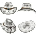 thumbnail image 2 of Straw Cowboy Hat Men's Women's Classic Vintage Western Straw Cowgirl Hat Sun Hat, 2 of 4