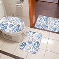 thumbnail image 5 of Summer Ocean Bathroom Rugs Set Blue Grey Coral Shell Marine Life Coastal Non Slip Absorbent Soft Bath Mats 3 Piece Set with Bathroom Rug, U-Shaped Floor Mat, Toilet Seat Cover Small Size, 5 of 9