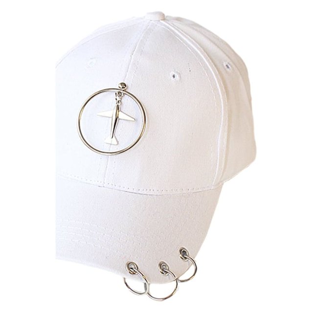 maskred Cotton Hip Hop Style Ring Baseball Cap For Trendy Appearance Breathable Match Style Hat Ring Decor White 1Set