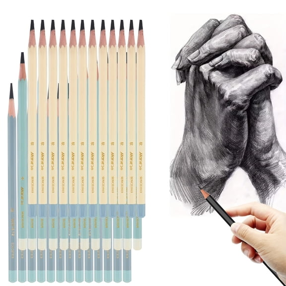 Marie's 36 Count Charcoal Pencils, Soft Medium Hard Charcoal Drawing Pencils Set, 12 Each for Sketching, Shading & Art Supplies