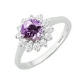 thumbnail image 2 of Sterling Silver with Natural Amethyst and White Topaz Halo Ring, 2 of 3