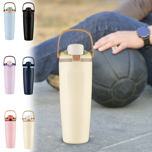 Vaso Térmico Portátil de Acero Inoxidable para Coche con Asa | Beige | 27 X 7 Cm | Gran Capacidad | Dos Formas de Beber | Independent Tea Warehouse | Aislamiento Multicapa | 448 G | 1 Unidad