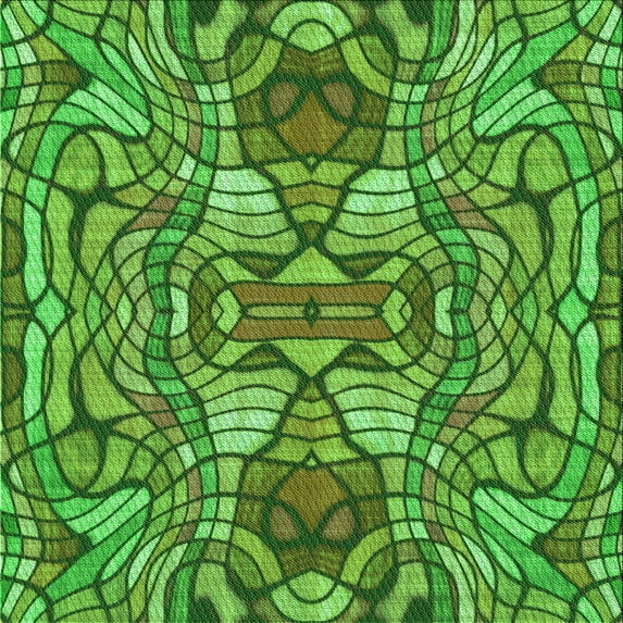 Ahgly Company Machine Washable Indoor Square Transitional Green Area Rugs, 4' Square