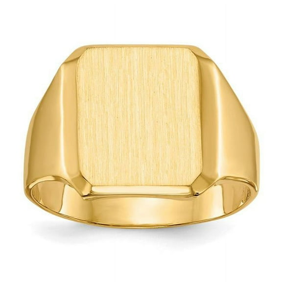 Finest Gold 14K Yellow Gold 15 x 12.5 mm Closed Back Mens Signet Ring - Size 10
