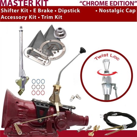 American Shifter C4 Shifter Kit Chrome 10 in. E Brake Cable Clevis Trim Kit Dipstick for F6ECD