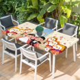 thumbnail image 2 of Japanese Wedding Table Cloths for 4 Foot Rectangle Tables, Cute Owls Cherry Blossoms Beige Patio Waterproof Elastic Fitted Tablecloths, Washable Rectangular Table Cover for Camping, 2 of 8