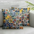 thumbnail image 3 of Creowell  Throw Pillow Covers &nbsp;Mexican Tiles Couch Pillow Covers Colorful Petal&nbsp;Design&nbsp;Rustic Pillowcase&nbsp;Tiles Cushion Cover Decor Home Sofa, 3 of 5