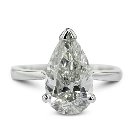 14K White Gold Diamond Ring Natural Certified 1.07 Carat Weight Pear G