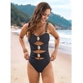 thumbnail image 4 of Women'S One Piece Swimsuit Cutout Color Block Bathing Suit Golden O Ring Linked Swimwear Black M, 4 of 9