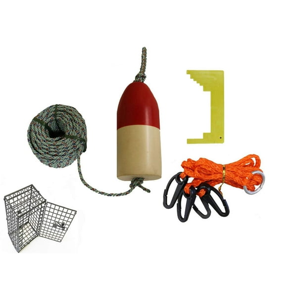 Crab Trap accessory kit, Crab trap rope,bait bag,Caliper,Harness,red white float.