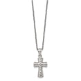 thumbnail image 2 of Diamond2Deal Stainless Steel Polished and Textured Cross Pendant on a Cable Chain Necklace for Women 22", 2 of 6