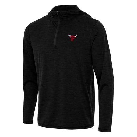 Men s Antigua Heather Black Chicago Bulls Tidy Quarter-Zip Hoodie