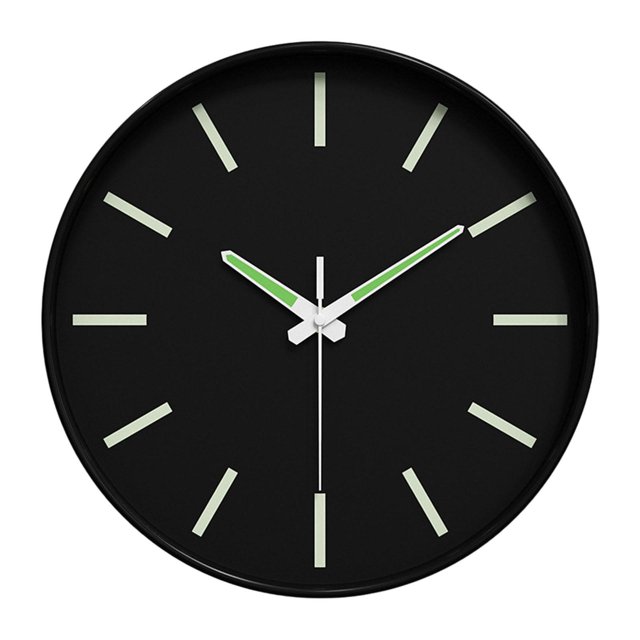 Reloj que brilla en la oscuridad, silencioso, sin tictac, con números y manecillas luminosos. Estilo C