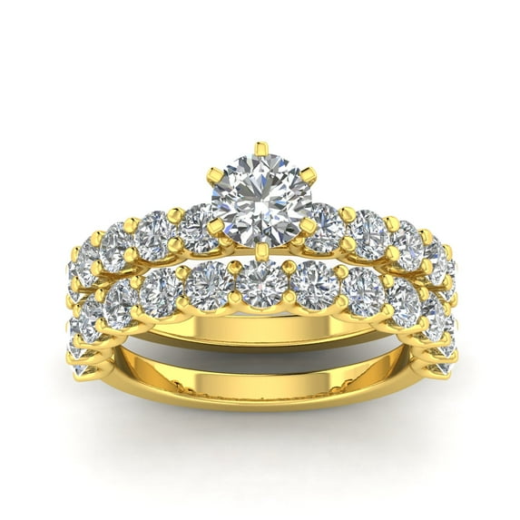 Certified 3.25ctw Diamond Solitaire Engagement Ring Bridal Set in 14k Yellow Gold (G-H, I1)